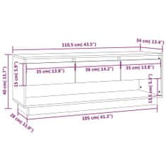 Vidaxl TV skříňka bílá 110,5 x 34 x 40 cm masivní borové dřevo