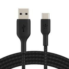 Belkin kabel oplétaný USB-C - USB-A, 2m, černý