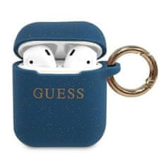 Guess GUACCSILGLBL pouzdro na AirPods 2. Generace / 1. Generace blue Silicone Glitter