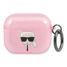 Karl Lagerfeld KLA3UKHGP pouzdro na AirPods 3. Generace Pink glitter Karl`s head