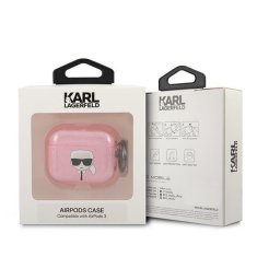 Karl Lagerfeld KLA3UKHGP pouzdro na AirPods 3. Generace Pink glitter Karl`s head