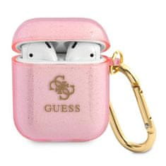 Guess GUA2UCG4GP pouzdro na Airpods 2. Generace / 1. Generace pink Glitter Collection