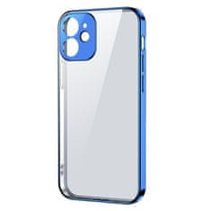 shumee Ultratenké průhledné pouzdro s kovovým rámečkem pro iPhone 12 Pro Max, tmavě modré