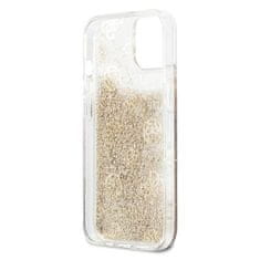 Guess GUHCP13SLGPEGO hard silikonové pouzdro iPhone 13 Mini 5.4" gold Peony Liquid Glitter