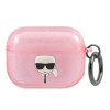 Karl Lagerfeld KLAPUKHGP pouzdro na AirPods PRO Pink glitter Karl`s head