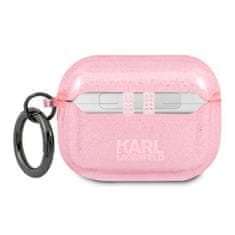 Karl Lagerfeld KLAPUKHGP pouzdro na AirPods PRO Pink glitter Karl`s head