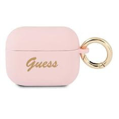 Guess GUAPSSSI pouzdro na Airpods PRO pink Silicone Vintage Script