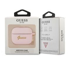 Guess GUAPSSSI pouzdro na Airpods PRO pink Silicone Vintage Script