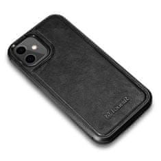 iCARER kožené pouzdro na iPhone 12 Mini 5.4" Oil wax real leather back cover Black