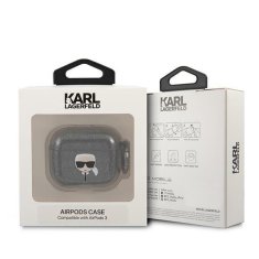 Karl Lagerfeld KLA3UKHGK pouzdro na AirPods 3. Generace Black glitter Karl`s head