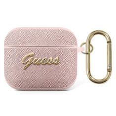 Guess GUA3SASMP pouzdro na AirPods 3. Generace pink Saffiano Script Metal Collection