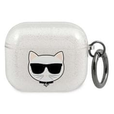 Karl Lagerfeld KLA3UCHGS pouzdro na AirPods 3. Generace Silver glitter Choupette