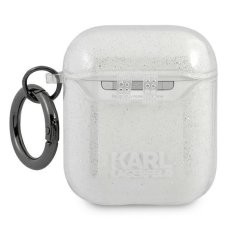 Karl Lagerfeld KLA2UCHGS pouzdro na AirPods 2. Generace / 1. Generace Silver glitter Choupette