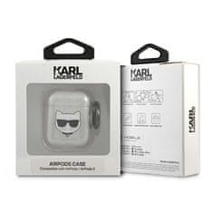 Karl Lagerfeld KLA2UCHGS pouzdro na AirPods 2. Generace / 1. Generace Silver glitter Choupette