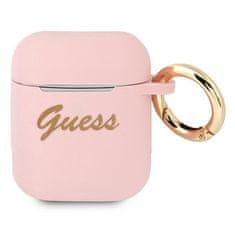 Guess GUA2SSSI pouzdro na Airpods 2. Generace / 1. Generace pink Silicone Vintage Script