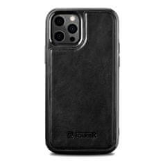 iCARER kožené pouzdro na iPhone 12 MAX 6.7" Oil wax real leather back cover Black