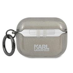 Karl Lagerfeld KLAPUKHGK pouzdro na AirPods PRO Black glitter Karl`s head