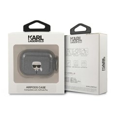 Karl Lagerfeld KLAPUKHGK pouzdro na AirPods PRO Black glitter Karl`s head