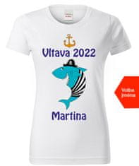 Hobbytriko Dámské vodácké tričko s vlastním potiskem - Žralok Barva: Bílá (00), Velikost: S, Střih: dámský