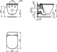 Ideal Standard Ideal Standard TESI T007901 závěsný klozet s AQUABLADE 36x53x33,7 - IDEAL STANDARD