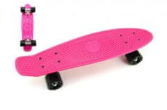 Teddies Skateboard - pennyboard 60cm nosnost 90kg, kovové osy, růžová barva, černá kola