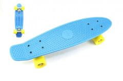 Teddies Skateboard - pennyboard 60cm nosnost 90kg, kovové osy, modrá barva, žlutá kola