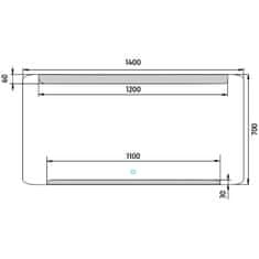 NIMCO Velké zrcadlo do koupelny 140x70 s osvětlením nahoře a dole, dotykový spínač NIMCO ZP 22008V