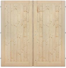 Hdveře Palubkové dveře dvoukřídlé plné 180cm s dřevěnou zárubní, pravá