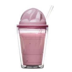 Sagaform Hrnek dvojstěnný s brčkem Milkshake 5017173, růžový