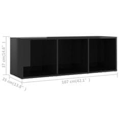 Greatstore TV skříňky 4 ks černé s vysokým leskem 107x35x37 cm dřevotříska