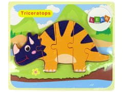 shumee Dřevěné puzzle Dinosauři Triceratops Ankylosaurus Orange