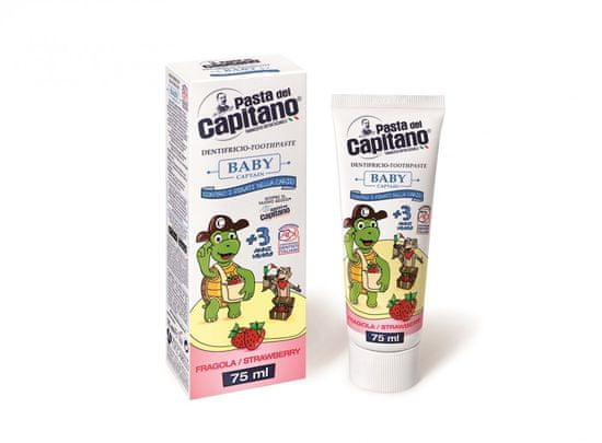 Pasta Del Capitano BABY CAPTAIN FRAGOLA STRAWBERRY - dětská zubní pasta jahodová 3+ 75 ml