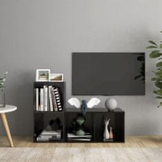 Greatstore TV stolky 2 ks černé vysoký lesk 72 x 35 x 36,5 cm dřevotříska