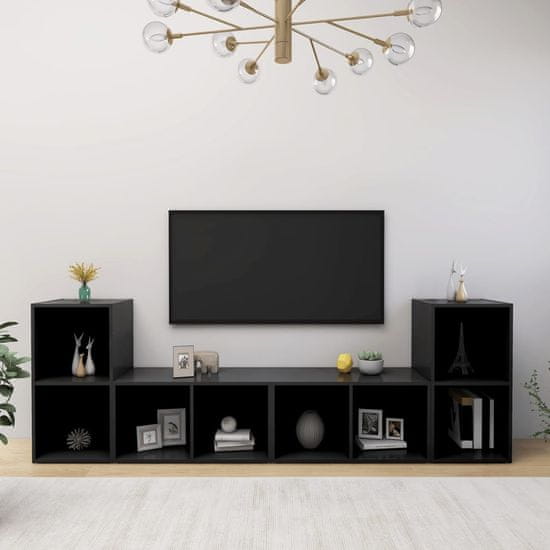 Greatstore TV skříňky 4 ks černé 72 x 35 x 36,5 cm dřevotříska