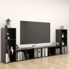 Greatstore TV skříňky 4 ks černé s vysokým leskem 107x35x37 cm dřevotříska