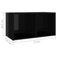 Greatstore TV stolky 2 ks černé vysoký lesk 72 x 35 x 36,5 cm dřevotříska