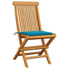 Greatstore Zahradní židle s modrými poduškami 6 ks masivní teak