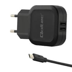 Qoltec Síťová nabíječka 17W | 5V | 3,4A | 2xUSB + kabel MicroUSB