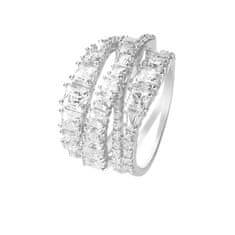 Swarovski Třpytivý trojřadý prsten Twist 584656 (Obvod 55 mm)