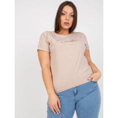 RELEVANCE Dámské triko se zlatým nápisem plus size YVES béžové RV-TS-7775.66P_386960 Univerzální