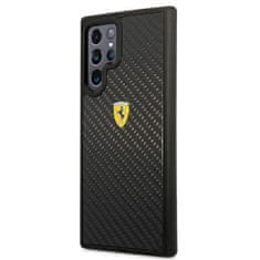 Ferrari FEHCS22LFCAK hard silikonové pouzdro Samsung Galaxy S22 Ultra 5G Black On Track Real Carbon