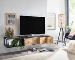 Bruxxi Nástěnný televizní stolek Herda, 150 cm, černá 