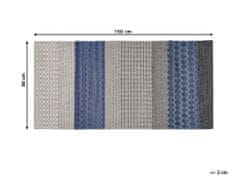 Beliani Koberec vlněný 80 x 150 cm pruhovaný vzor modrý / šedý AKKAYA
