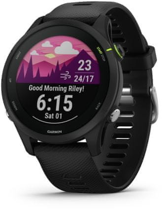 moderní chytré hodinky Garmin Forerunner 255 Music integrovaný hudební přehrávač mp3 přehrávač vlastní hudba v hodinkách interní paměť výkonná GPS Bluetooth odolné do hloubky 50 m 5ATM bezkontaktní platby garmin pay baterie s výdrží 14 dní více než 30 sportovních profilů denní návrhy tréningu na míru čas na zotavení race predictor měření srdečního rytmu krokoměr gps glonass galileo wifi ant plus body battery energy monitor smart notifikace detekce pádů výkonné chytré hodinky běžecké hodinky pro běžce triatlon vytvalostní běh multisport