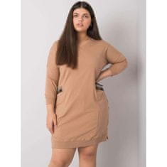 RELEVANCE Dámské šaty plus size s kapsami SUSAN hnědé RV-SK-6836.55P_381241 Univerzální