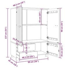 Greatstore Šatní skříň bílá 99 x 45 x 137 cm masivní borové dřevo