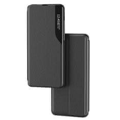 HURTEL ECO LEATHER VIEW CASE, ELEGANTNÍ POUZDRO S CHLOPNÍ A FUNKCÍ STOJÁNKU PRO SAMSUNG GALAXY A73, ČERNÉ