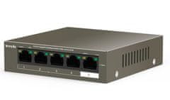 Tenda Tenda TEG1105P-4-63W 5xRJ45 Switch s 4xPoE 802.3af/at, 10/100/1000Mbps, celkem 63W,Kov