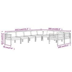 Vidaxl 9dílná zahradní sedací souprava s poduškami hliník antracitová
