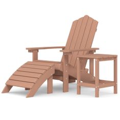 Greatstore Zahradní křeslo Adirondack s podnožkou a stolkem HDPE hnědé